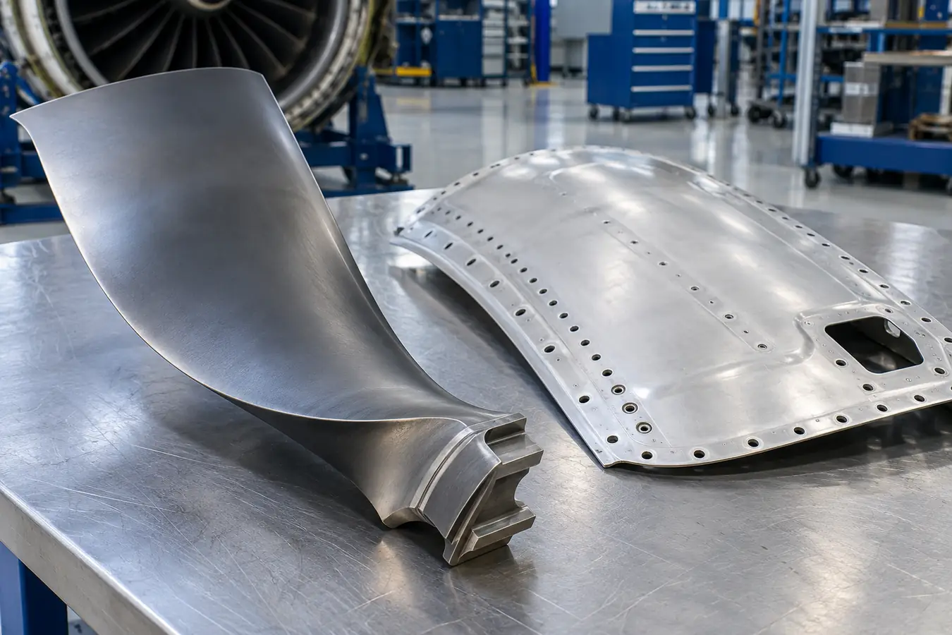 Airplane engine fan blade and airframe access panel