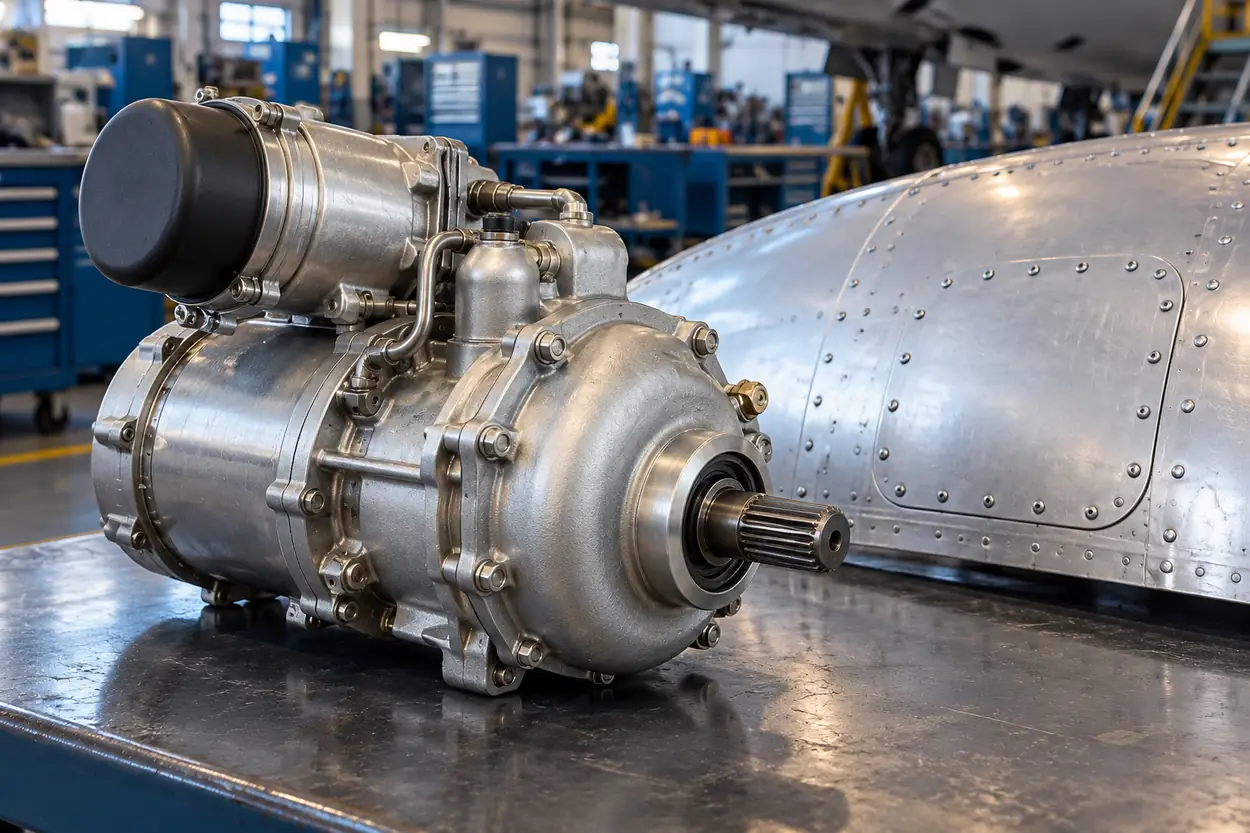 Aircraft pneumatic engine starter and riveted airframe inspection panel
