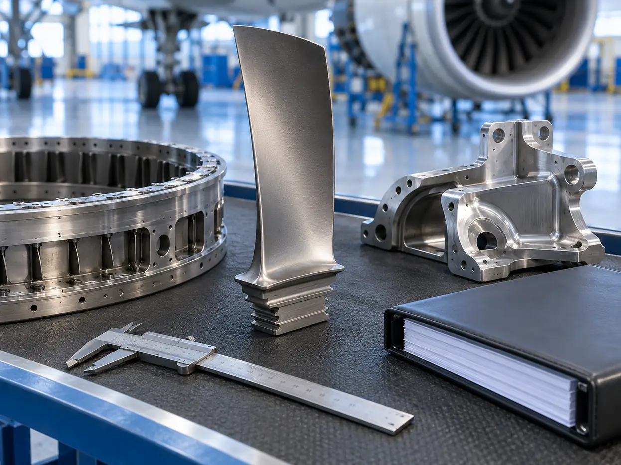 Engine blade, ring and airframe fitting with inspection records