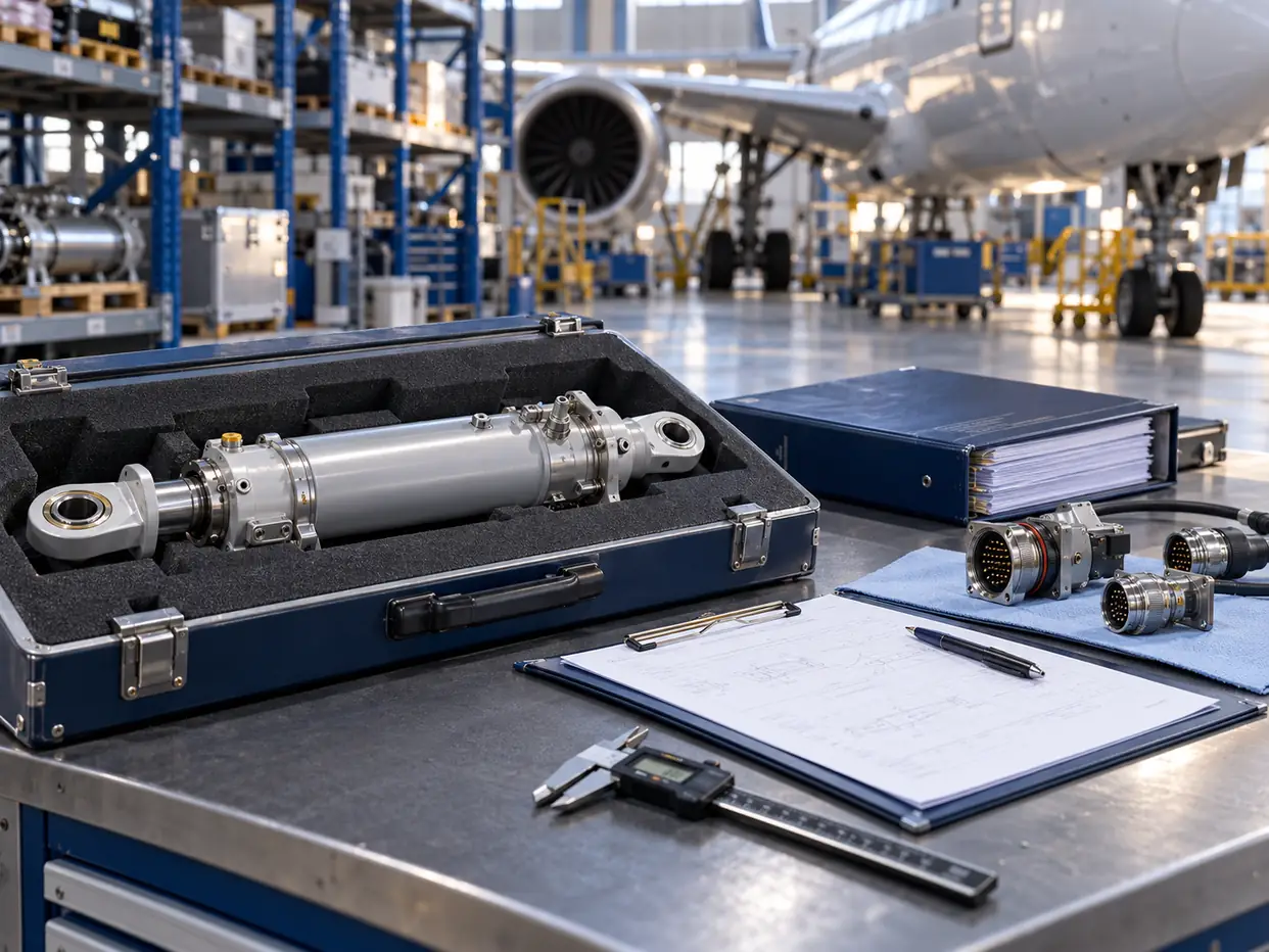 Protected aircraft actuator with component records and inspection documents