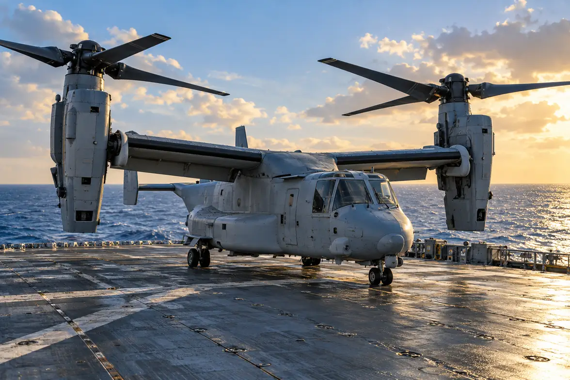 Osprey tiltrotor on a naval flight deck