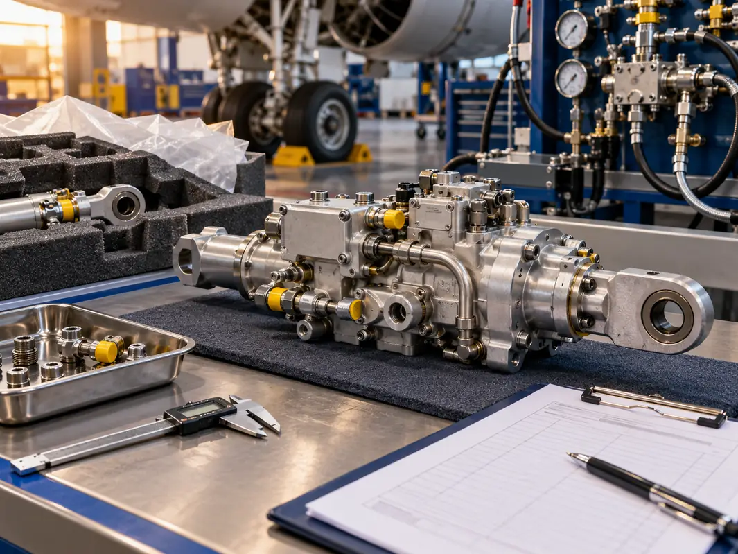 Aircraft hydraulic component with inspection tools and records