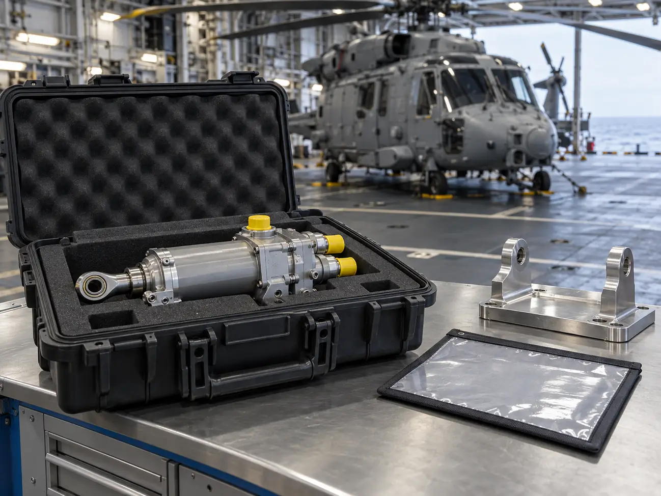 Protected helicopter actuator and document sleeve prepared for acceptance review