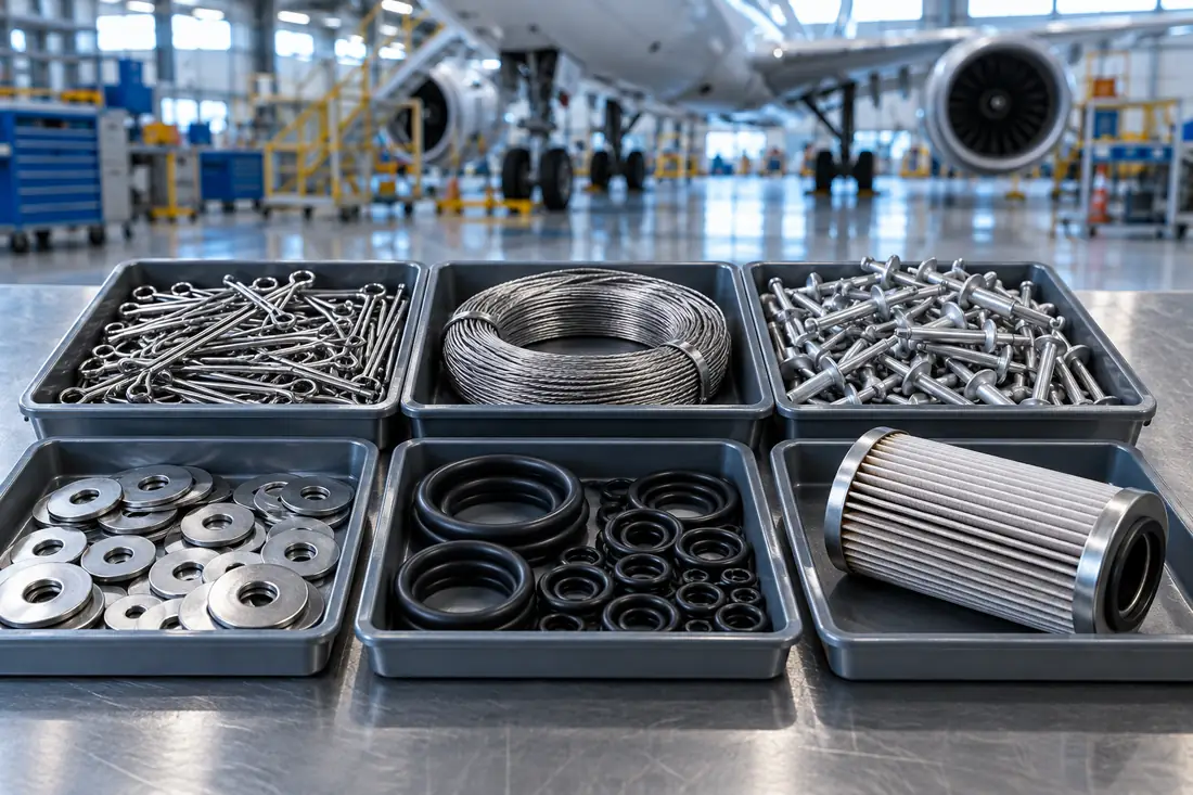 Aircraft rivets safety wire cotter pins washers seals and maintenance filter